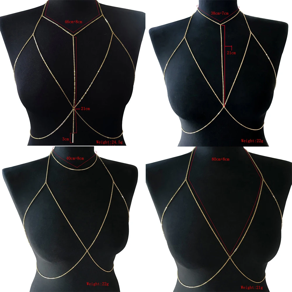 4 Styles Fashion Gold Silver Chain Bra Multilayer Sexy
