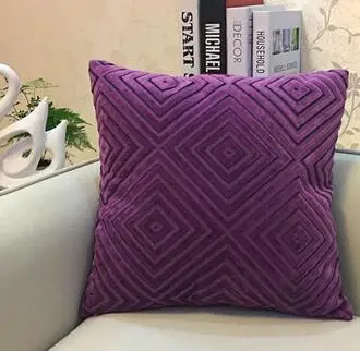 High Quality Crystal Linen Flocking Pillow Sofa Waist Throw Cushion Cover Home Decor Cushion Cover Gift - Цвет: purple