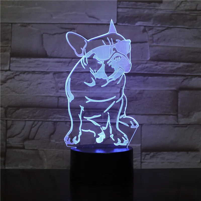 Крутой питомец французская собака 3D лампа Иллюзия ночник светодиодный светильник многоцветная атмосфера Lampara рождественские подарки для детской игрушки