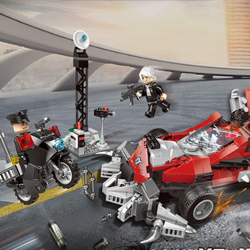 

XB10002 The Intercept And Chas Set Building Blocks Bricks Brand City Police Series Kids With Figure Toys Model Educational Gifts