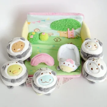 

6pcs/lot San-X Sumikko Gurashi Japan Anime Bear Toys Cosplay Panda Stuffed plush toys 10cm Christmas Gifts