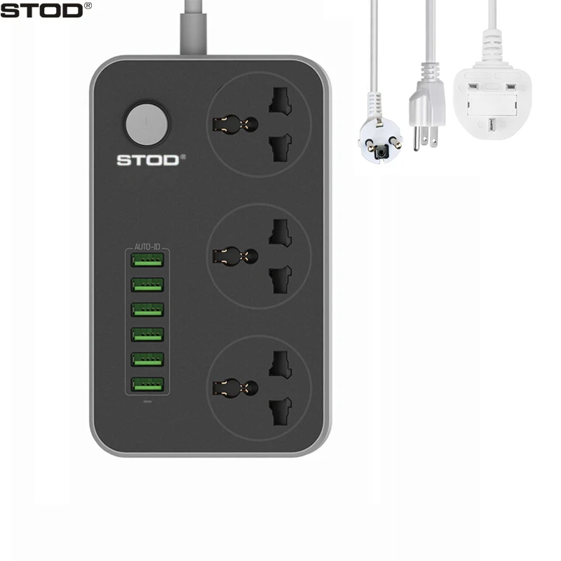 POD многопортовое домашнее зарядное устройство 6 USB 17 Вт AC штепсельная розетка 2500