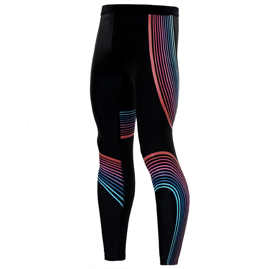 Goedkoop 2017 Mannen Compressie Broek Leggings Lycra Viscose Gestreepte Streamer Elastische Joggers Joggingbroek Fitness Broek Activewear MMA