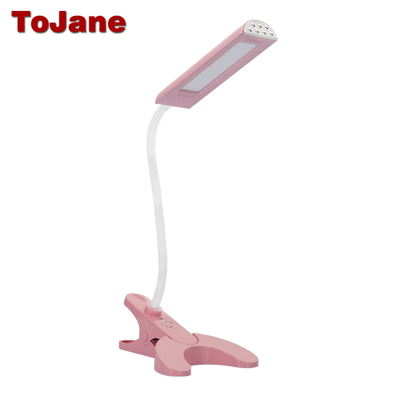 Настольная лампа ToJane TG902, 8 Вт, светодиодная настольная лампа для ухода за глазами, 3 режима цвета x 3 уровня яркости, светодиодная настольная лампа с зажимом для чтения, светильник для книг - Цвет корпуса: Pink