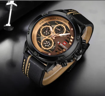 

Man Watch Sport Fancy Mens Watches Top Brand Luxury Military Army Genuine Leather Quartz Male Clock NAVIFORCE 9110