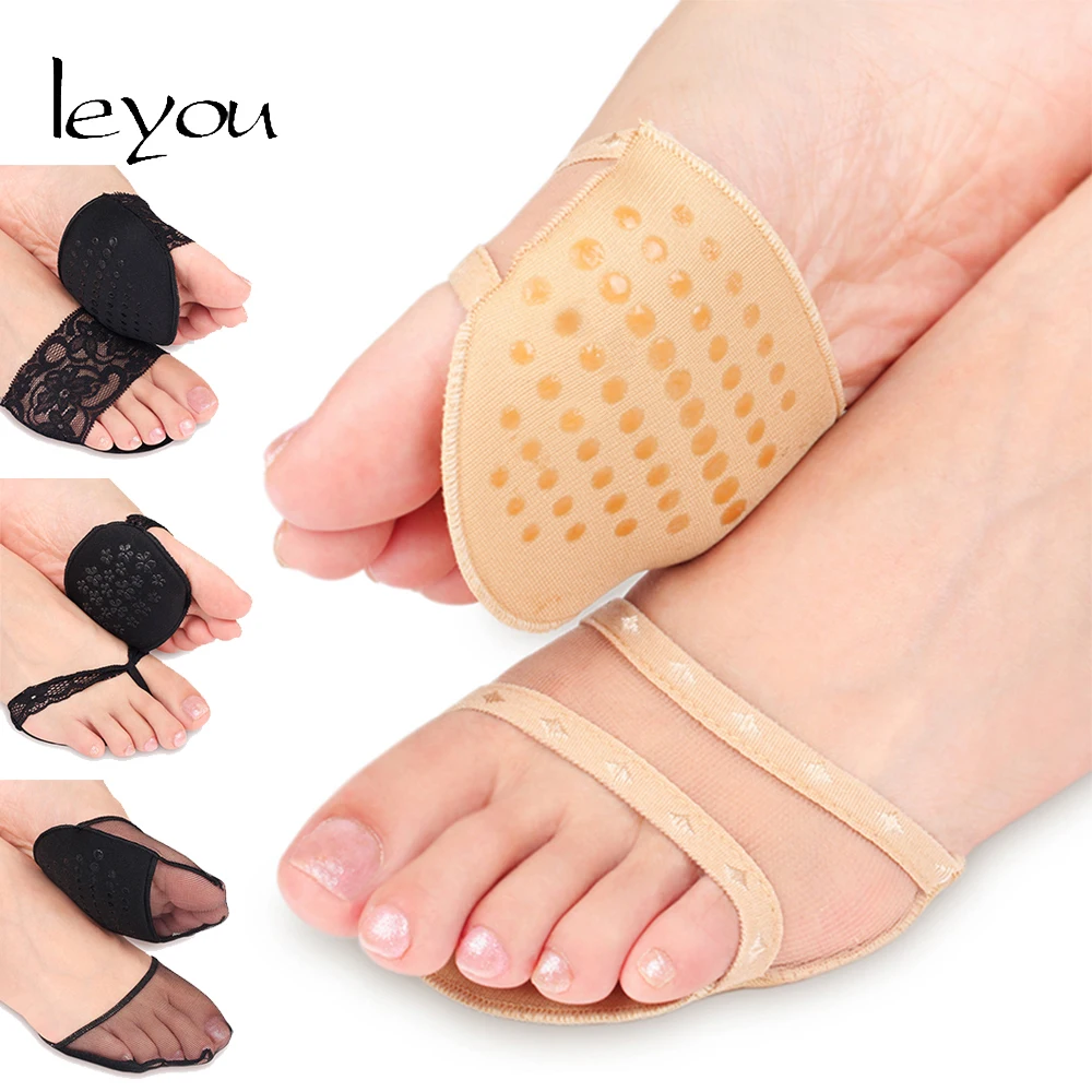 

Leyou Women Forefoot Insole Pads Lace Peds Socks Anti Slip Half Yard Pad Invisible Peds Liners High Heel Shoes Insoles