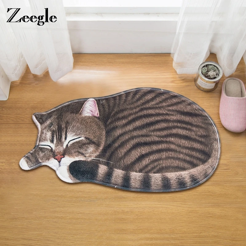 Zeegle Cat Shape Carpet Floor Mat American Shorthair Pattern Door Mat