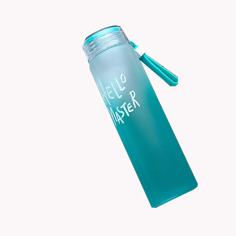 480 мл дорожная стеклянная бутылка для воды портативная Спортивная шлифовальная стеклянная бутылка с крышкой прямая Питьевая - Цвет: Синий
