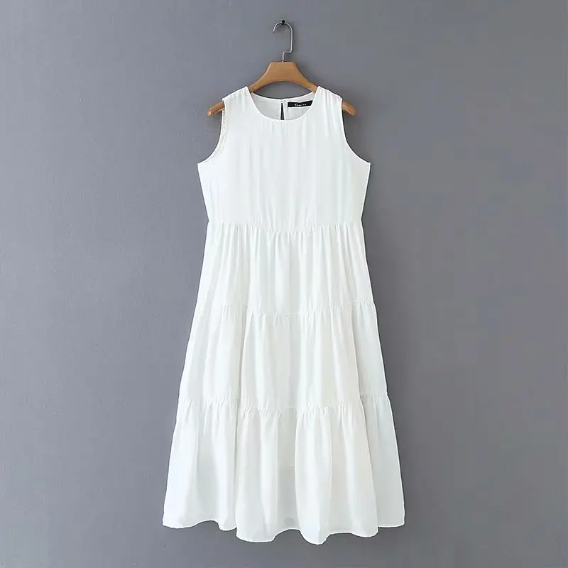 

Popular TB58-19145 European and American fashion sleeveless cascade dress
