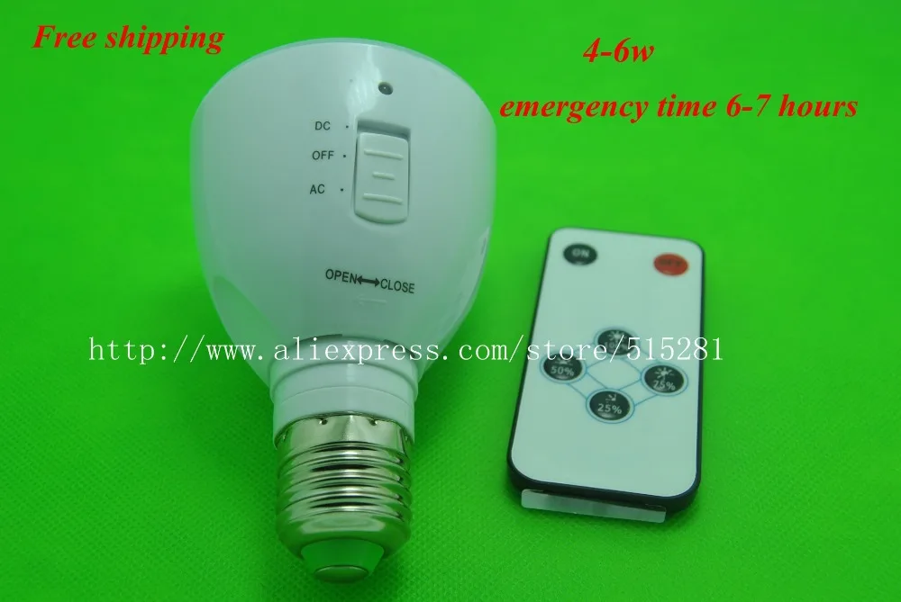 

Multi-functional Rechargeable LED Emergency 4-6w 220v Light Bulb lamps E27 flashlight with remote controller Free Shipping