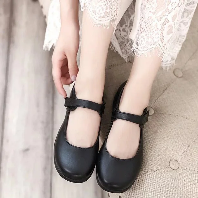 Милые кожаные туфли в стиле Лолиты с круглым носком для девочек; японская обувь для школьной униформы; Uwabaki; тапочки; Seikatsu Emilia Rem Ram; обувь для костюмированной вечеринки
