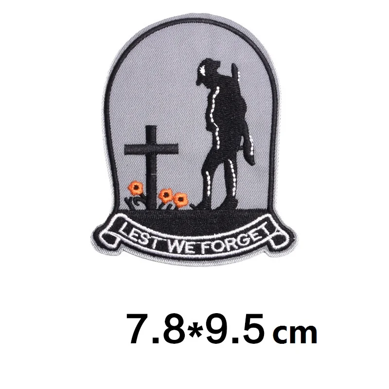 

Lest We Forget Black Border Logo Sew Ironed On Badge Embroidery Patch