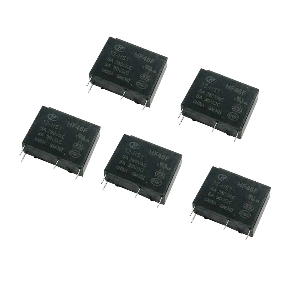

5 Pieces HF32F Mini DC 12V Coil Power Relay 4 Pin PCB Type Black Automobile Relay