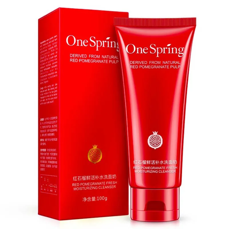 

Red pomegranate Extract Whitening Spots Removing Facial Cleanser Deep Clean Oil Control Purify Pores Fade Speckle Melanin