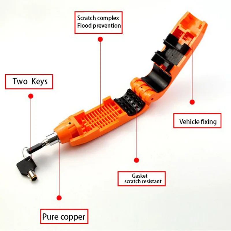 Универсальный замок для мотоцикла, замок для руля скутера, тормоз, дроссельная заслонка, защита от кражи, защитные замки, АБС-пластик, высокое качество