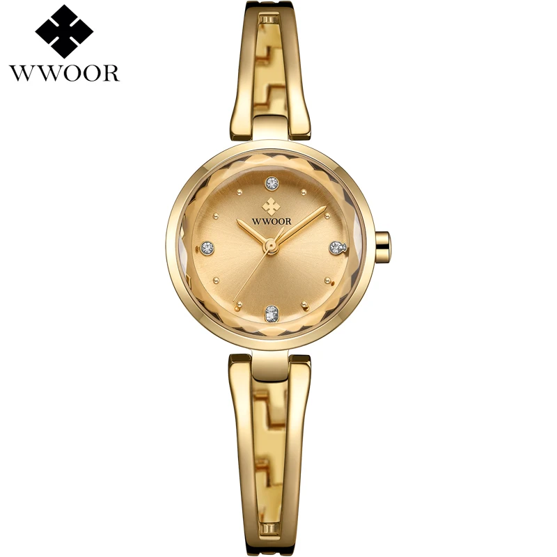 

WWOOR Gold Women's Watch Woman Quartz Dress Watches Ladies Wristwatch Small Clock Female Bracelet Wristwatch Relogio Feminino