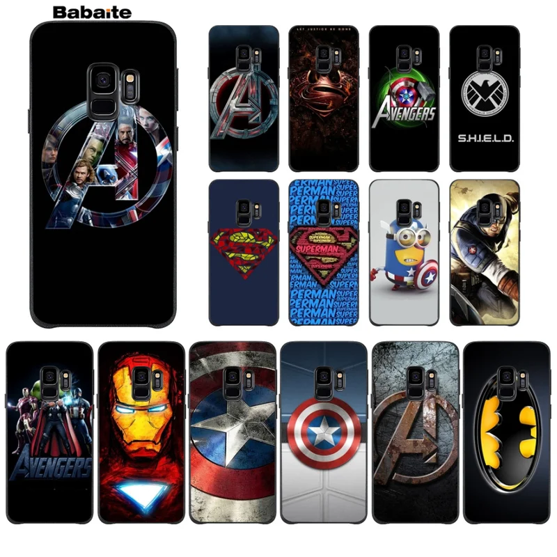 Чехол из ТПУ для телефона Babaite Marvel AvengersIron Man Captain America черный чехол GALAXY s10 s7 edge s8 plus s9