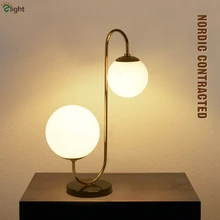 2 свет Скандинавская Люстра Арт-Деко Мрамор опорной плиты Настольный светильник Современный минимализм матовый Стекло Светодиодная настольная лампа для кабинет