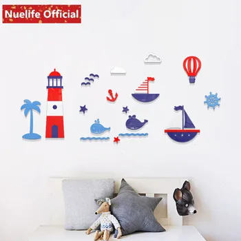 

Nautical world 3d thick acrylic wall stickers cute kids room living room kindergarten background wall decoration wall stickers A