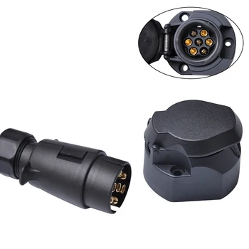 

12V 7 Pin Plastic Trailer Socket and Plug Tow Bar European Standard Electrics Waterproof Cable Connector Adapter For RV Truck