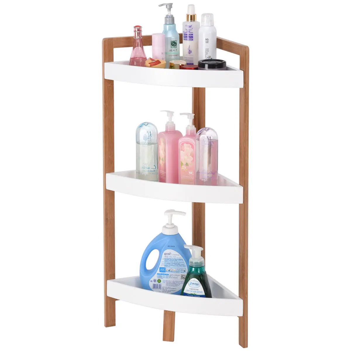Giantex 3 Tier Corner Shelf Tower Storage Bathroom Wood Rack Stand Organizer Holder Home Furniture HW57019 Giantex 3 Tier Corner Shelf Tower Storage Bathroom Wood Rack Stand Organizer Holder Home Furniture HW57019
