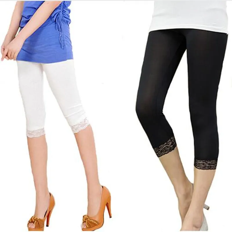 Thin Lace Short Leggings Summer Jeggings Women Pants Bodycon Cropped Capris Skinny Legging Black White Push Up Trousers Elastic Thin Lace Short Leggings Summer Jeggings Women Pants Bodycon Cropped Capris Skinny Legging Black White Push Up Trousers Elastic