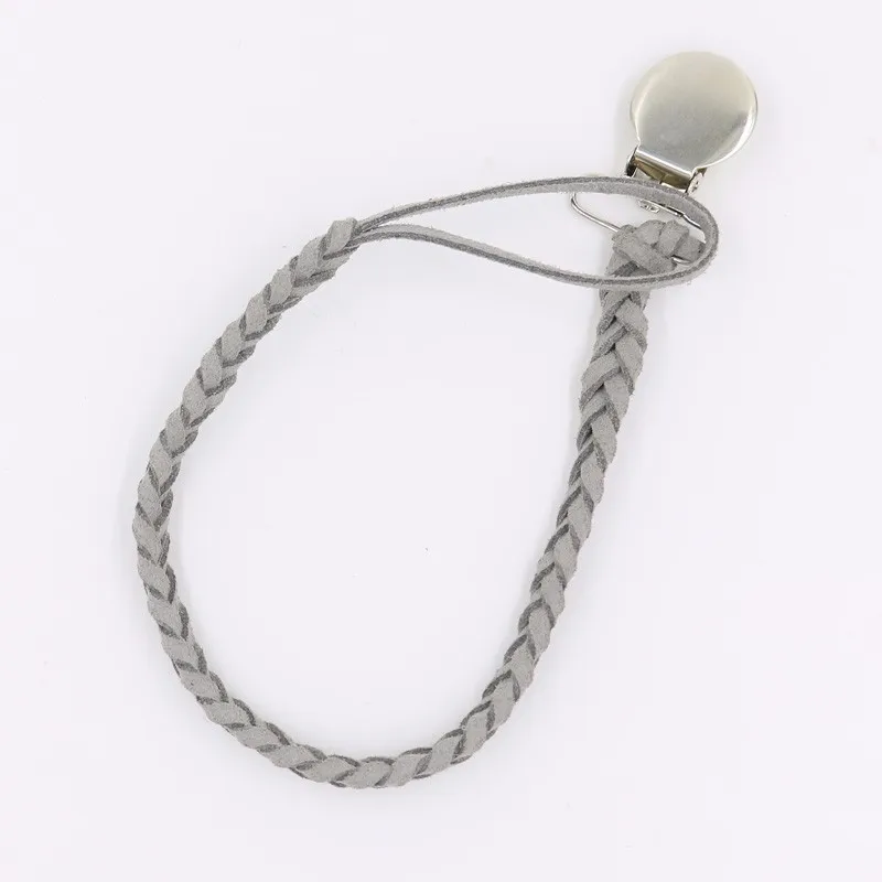 

1Pcs Clips Chain Pacifier Holder Baby Leather Pacifier Braided Clip Ribbon Colorful Convenient For Infant Baby Feeding 26cm