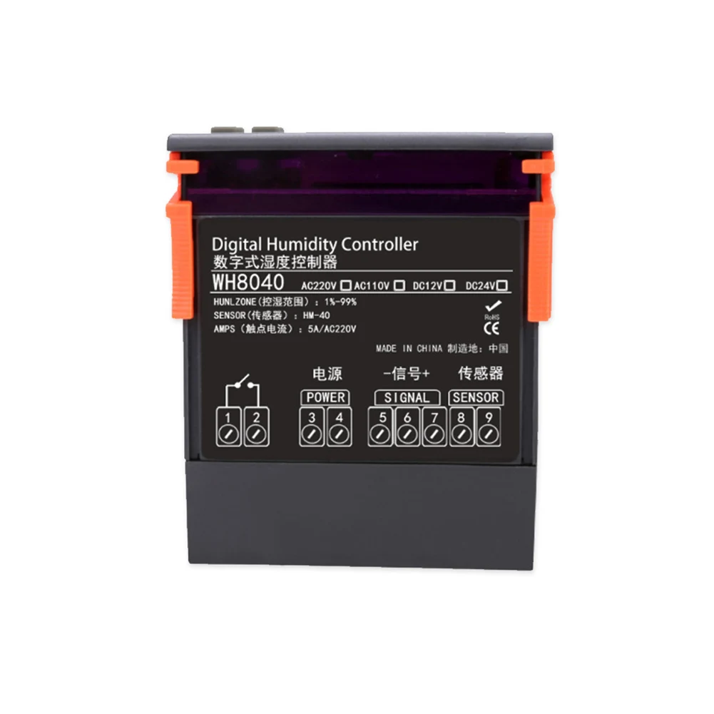 

12V/24V/110V/220V Digital Air Humidity Control Controller WH8040 Range 1%~99% CLH@8