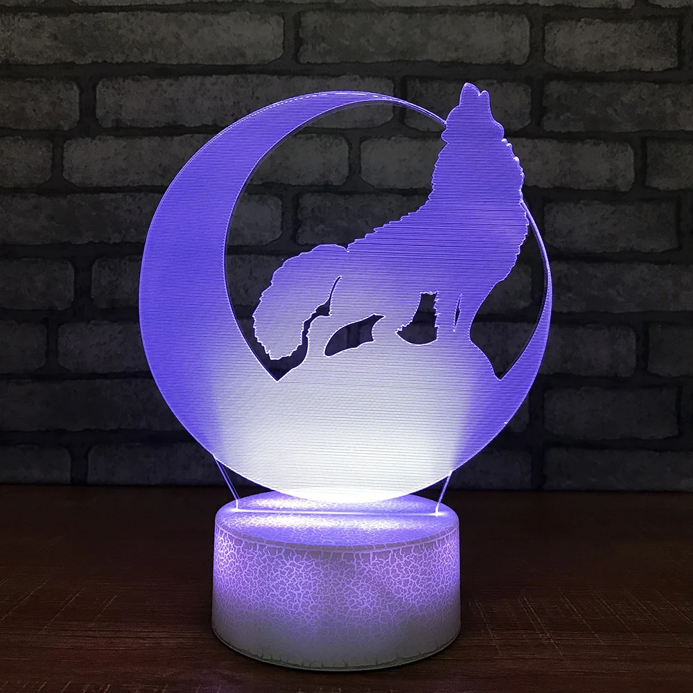 

3D Led Night Light Creative USB Children Wolf Moon Modelling Table Lamp For Bedroom Home Lighting Bedside Touch Lamp Decorative