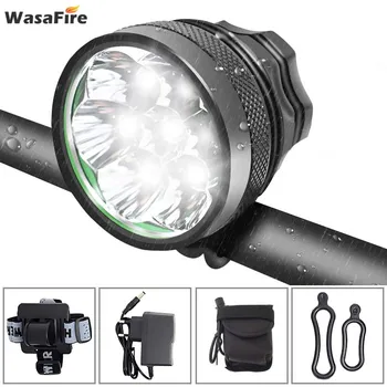 

10000lm 7*T6 LED Bicycle Front Light Flashlight +9600mAh Rechargeable Battery Pack Cycling Headlamp for bicycle Led Bike Light