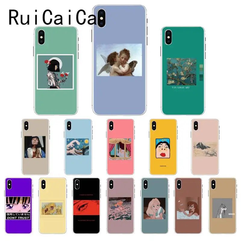

Ruicaica Great art aesthetic van Gogh angels Anime Rubber Phone Case for iPhone 8 7 6 6S Plus X XS MAX 5 5S SE XR 10 Cover