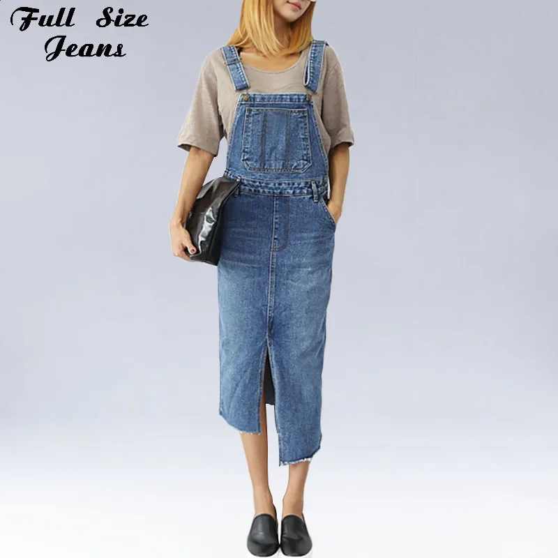 Plus Size Womens Irregular Bottom Denim Suspender Skirts 4XL 5XL