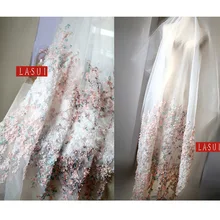 3 ярда = 1 лот новые цветы, такие как рельеф 3d органза основа ткань туманная красота светильник текстура орнамент Последняя мода O0028