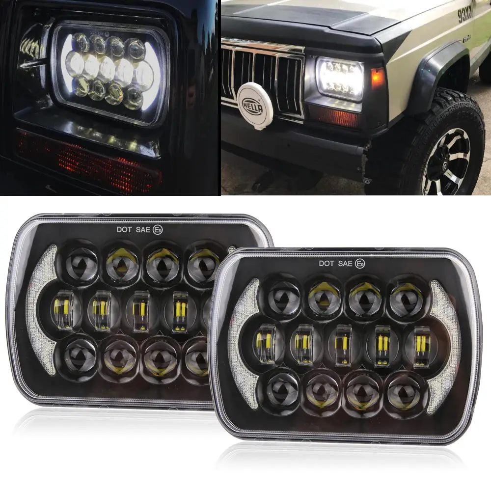 105W 5X7 7X6 inch Rectangular Sealed Beam LED Headlight With DRL for Jeep Wrangler YJ Cherokee XJ H6014 H6052 H6054 LED 1 Pair 105W 5X7 7X6 inch Rectangular Sealed Beam LED Headlight With DRL for Jeep Wrangler YJ Cherokee XJ H6014 H6052 H6054 LED 1 Pair