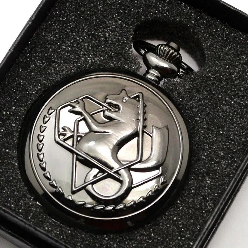 Стальной Алхимические часы ожерелье карманные часы мужчины женщины с Подарочное ожерелье-цепочка коробка
