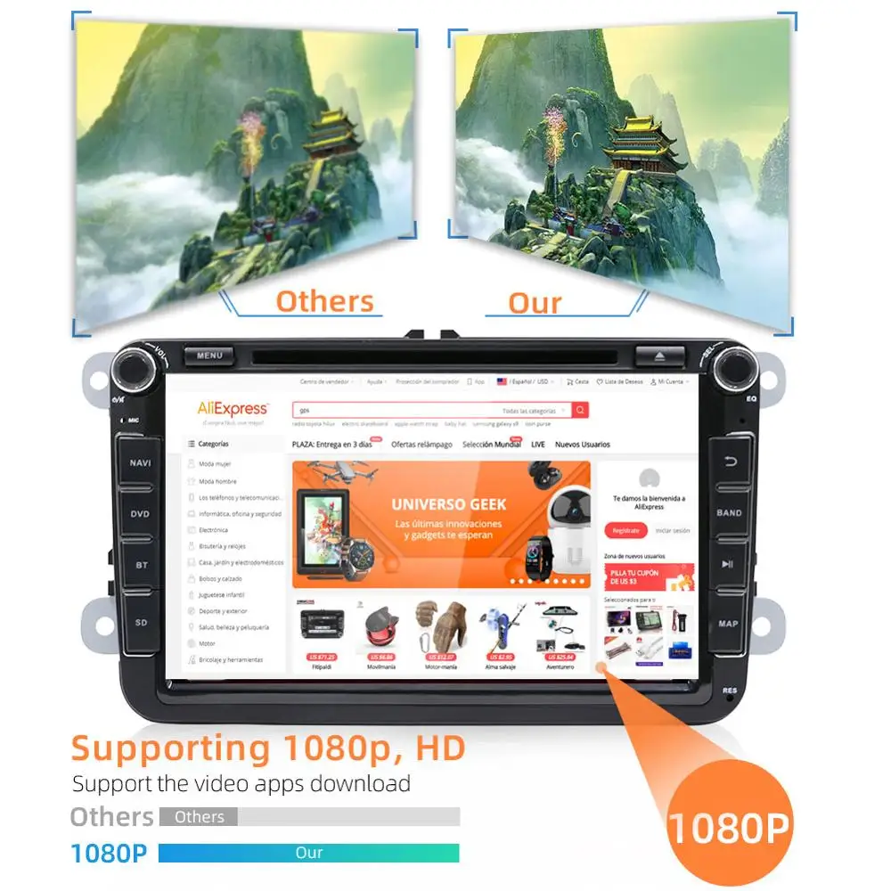 Discount Bosion Two Din Car Multimedia Player Android 9 Auto Radio For Skoda/Seat/Volkswagen/Passat b7/POLO/GOLF 5 6 DVD GPS 8 Cores 2