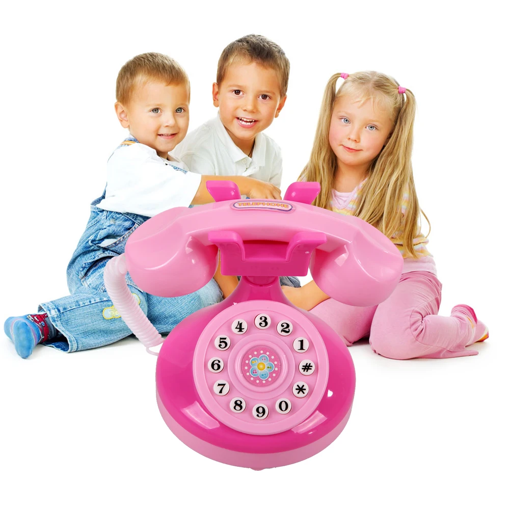 Розовый телефон ролевые игры электронные музыкальные инструменты с голосом и игрушка со звуком розовый телефон игрушка развивающие Дети Девушки emulatory подарки