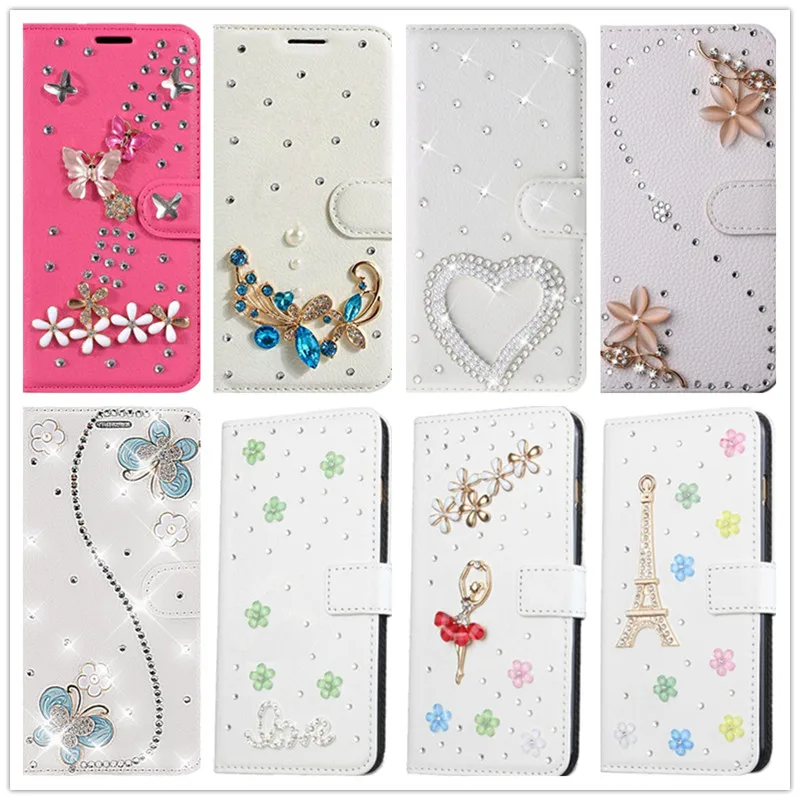 

Leather Flip wallet cover Cases for Huawei p30 pro honor 10 8 lite p20 lite p8 lite p9 lite y6 pro 2017 bling holder back covers
