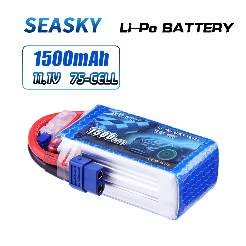 SEASKY 11.1V 1500mAh 75C Max 120C RC LiPo battery For RC Helicopter Airplane Car Boat Quadrotor 3S LiPo battery rechargeable