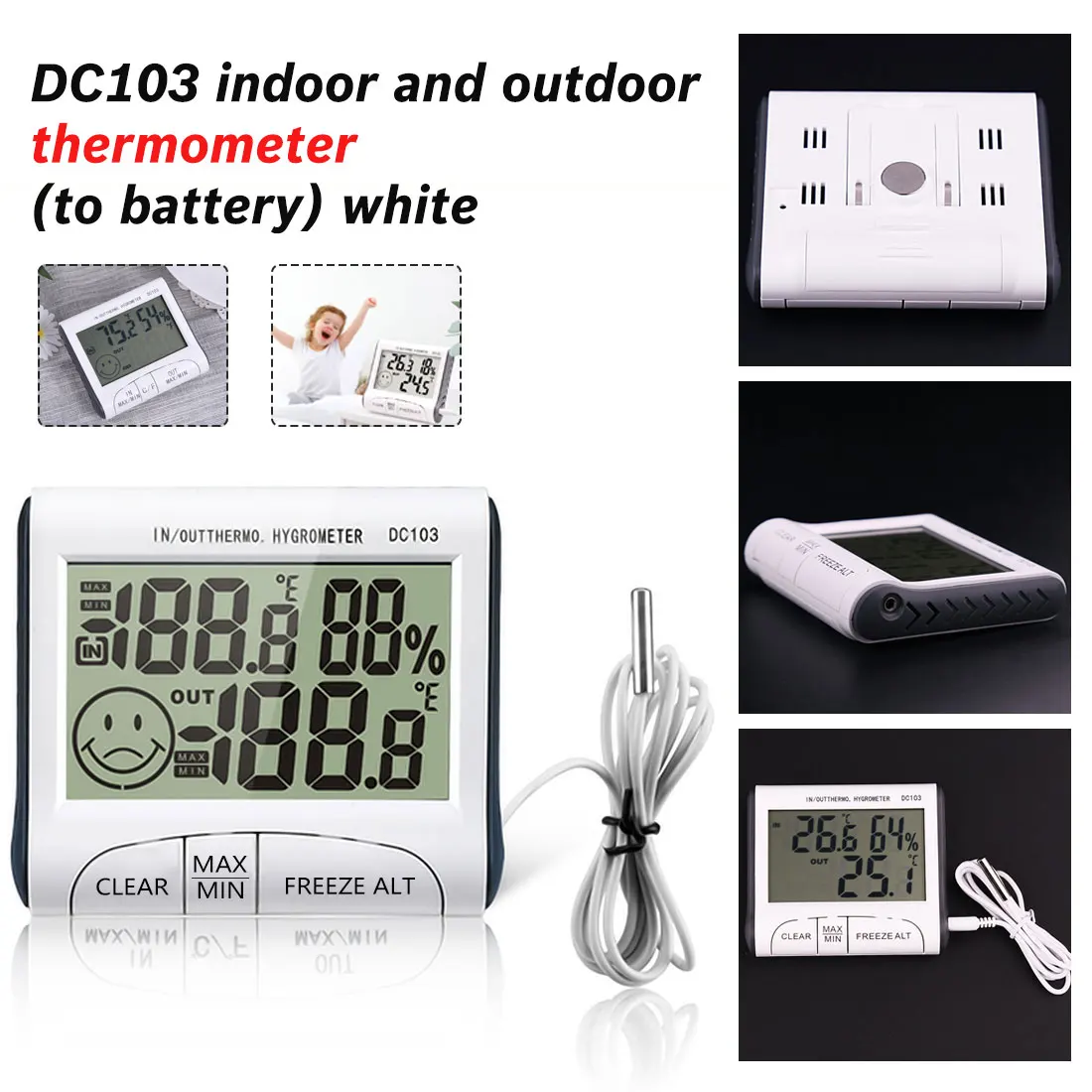 

Weather Station Household Indoor and Outdoor LCD Electronic Temperature Humidity Meter Temperature Display Thermometer Hygromete