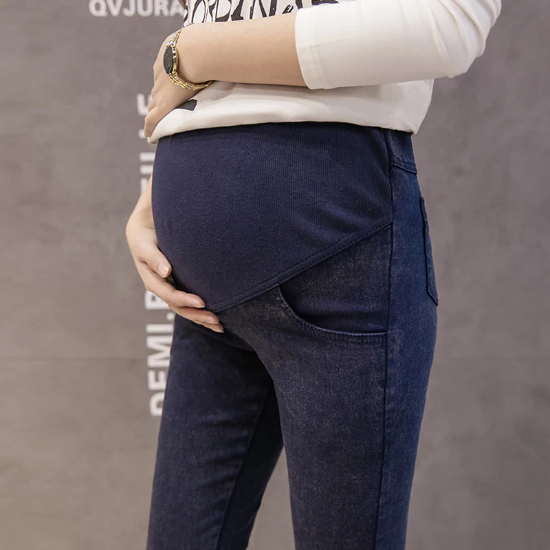 Синий черный карандаш Эластичный Материнство джинсы для беременных женщин одежда кормящих беременных Леггинсы брюки хлопок джинсовые брюки одежда - Цвет: Blue ML022
