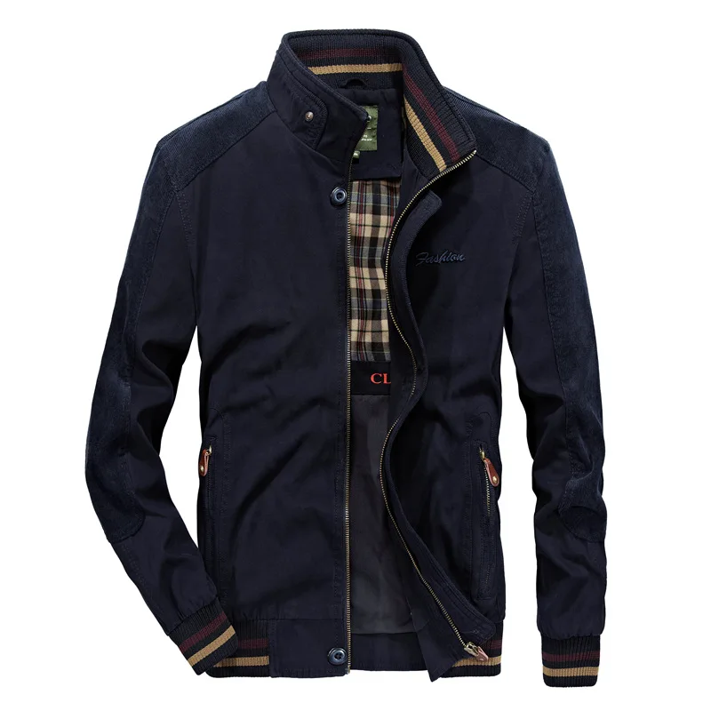 Новая мода осень-зима военный бомбардировщик куртки Для мужчин Бизнес повседневные пальто воротник джинсовой Бейсбол куртка плюс Размеры
