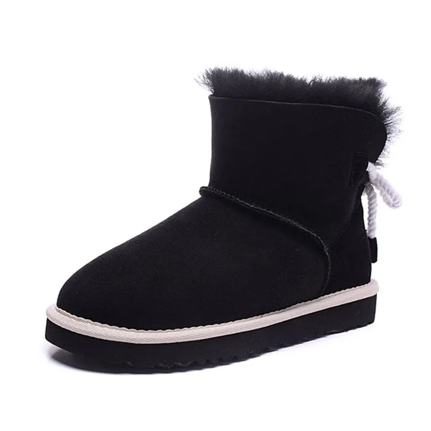 

grwg Woman Genuine Sheepskin Leather Snow Boots 100% Natural Fur Snow Boots Warm Wool Women's Winter Boots Free Shipping