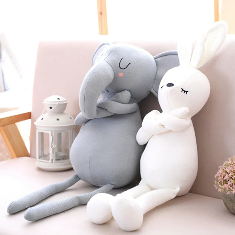 Cute Bunny Rabbit Elephant Plush Toys Cartoon Long Legs White Rabbits Gray  Elephants Baby Kids Sleeping Appease Dolls Friends Gift 50cm (3)