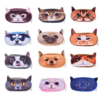 

1PC cartoon animal Women Girl Makeup Cosmetic Bag Lady Cute 3D printing Animal Face Zipper Case Pouch
