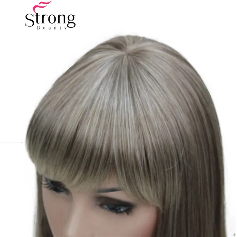 TR-9760 #R10-26 heat resistant light brown root with blonde tip dot skin top straight long wig (4)