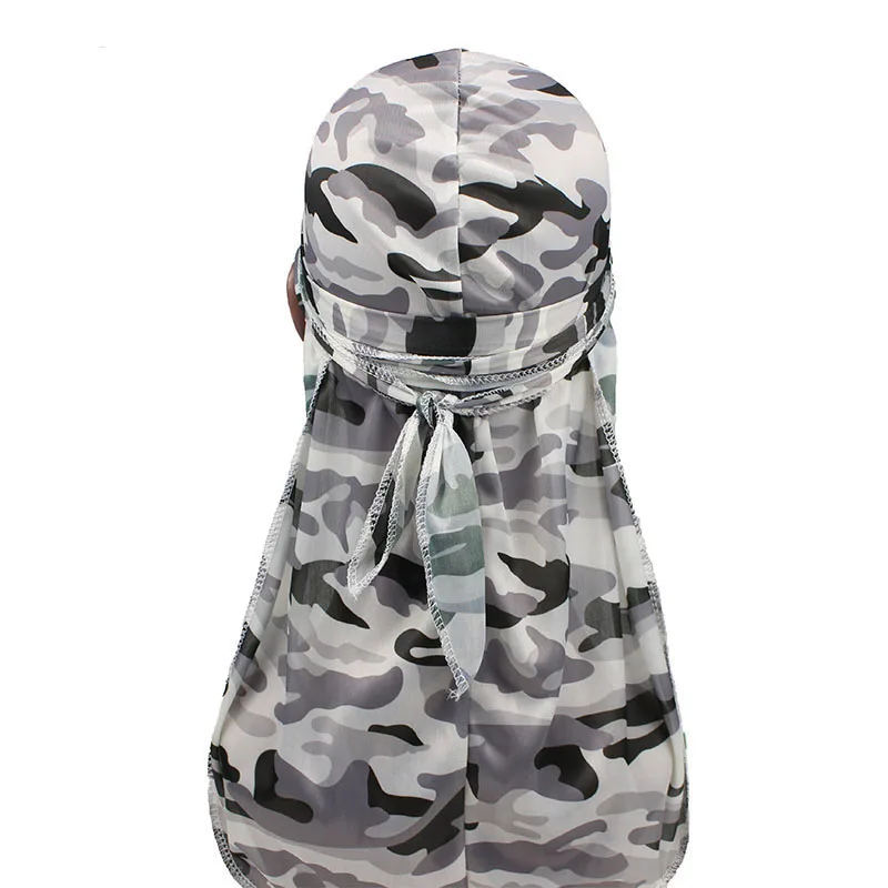 Новинка 2018 Мужская шелковая камуфляжная бандана Durag банданы с волнистым длинным