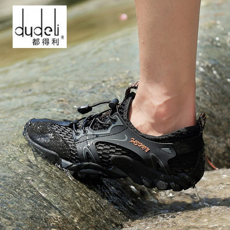 

Men Mesh Aqua Shoes Outdoor Professional Non-slip Durable Trekking Upstream Shoes Male Cool Hiking Wading Water Sports Sneakers