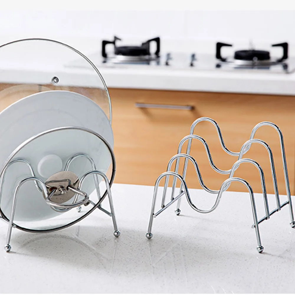 

Multi-layer Shelf Pan Rack Useful Cutting Board Holder Kitchen Shelf Pot Lid Rack Organizer Useful Dish Kitchen Rack