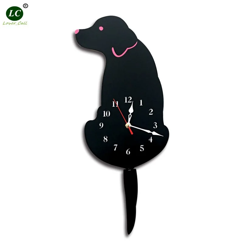 

Diy Watch Living Room Acrylic Rocker Dog Home Wall Clock Cartoon Modern Wall Clock Dog Clock